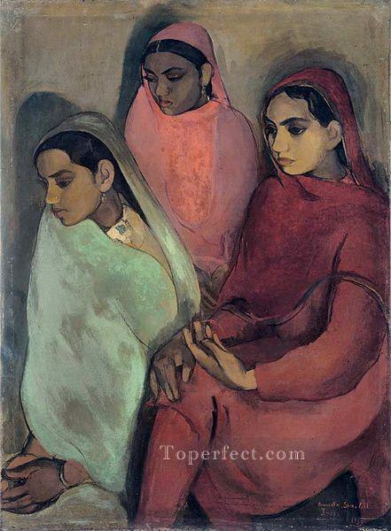 Three Girls by Amrita Sher Gil 1935 India Oil Paintings